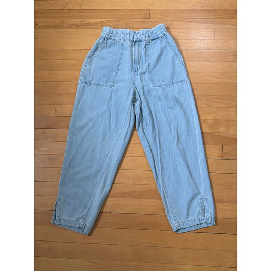 Adriano Goldschmied Size 28 Stretch Waist Light Wash Draped Barrel Leg Pants