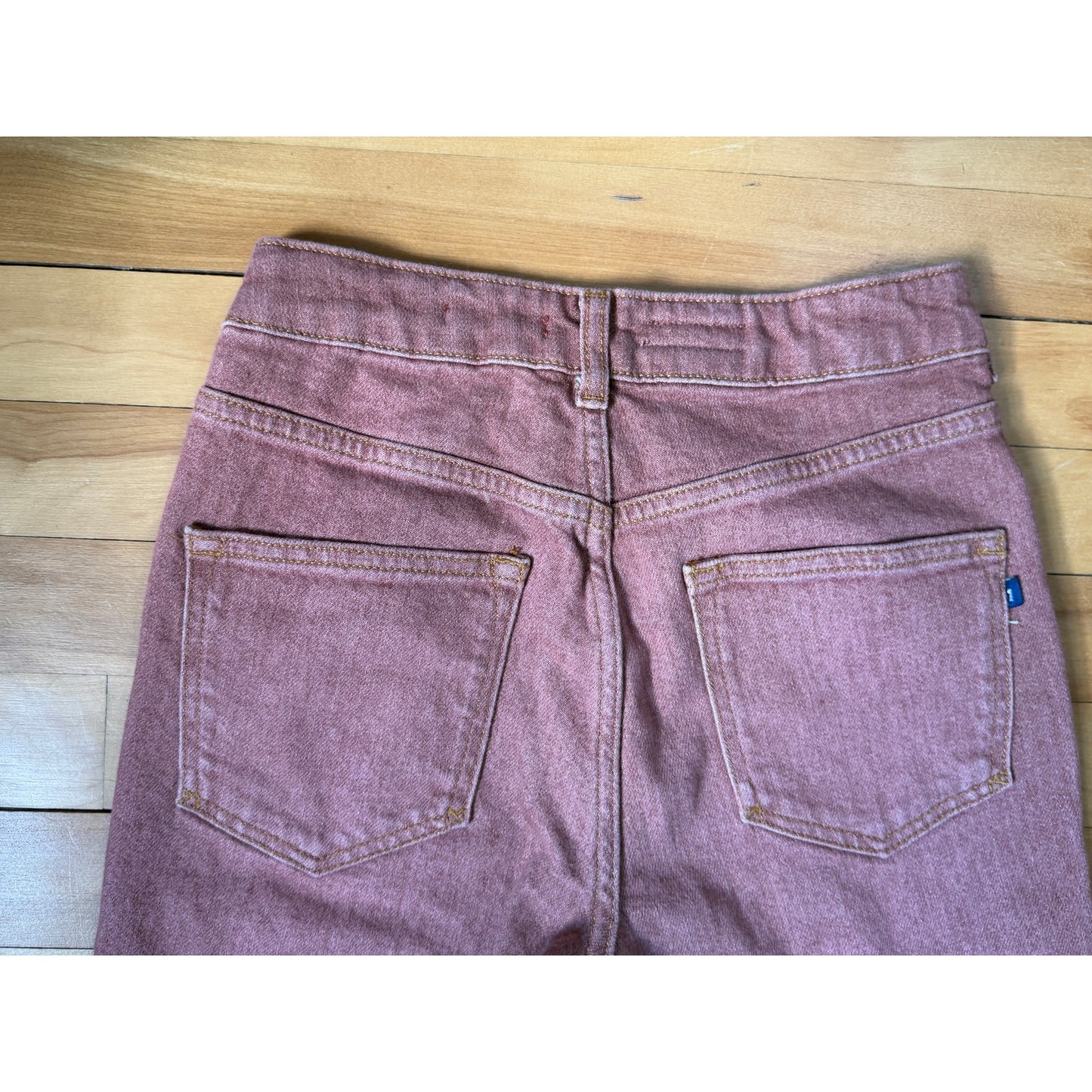 Anthropologie Pilcro The Vintage Straight Jeans 25 Red Rust Pink Distressed Cut