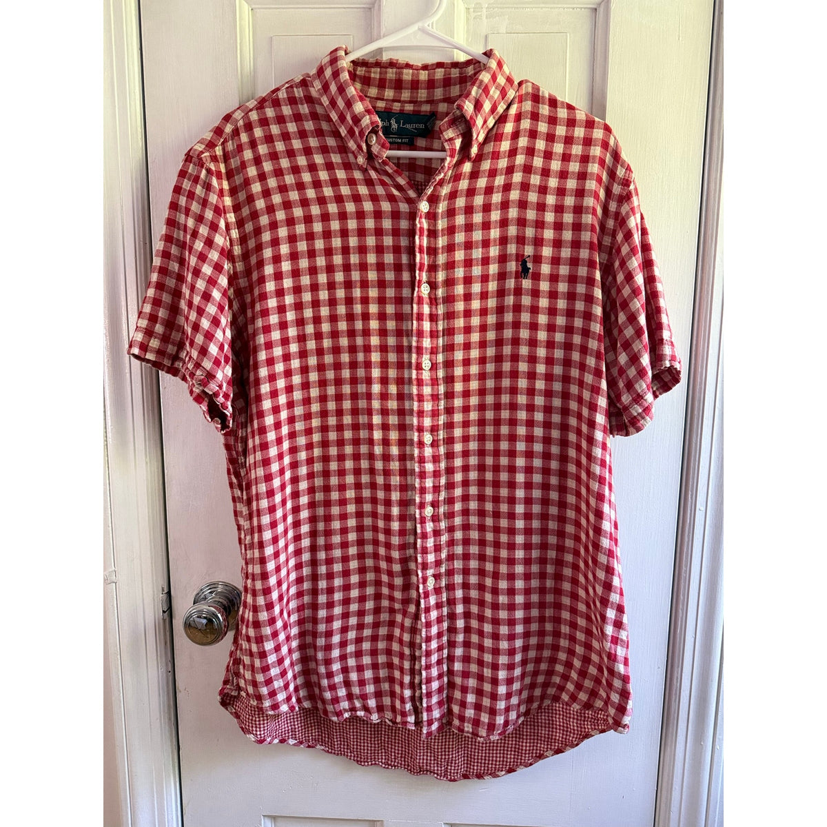 Polo Ralph Lauren Shirt Large Red White Gingham Short Sleeve