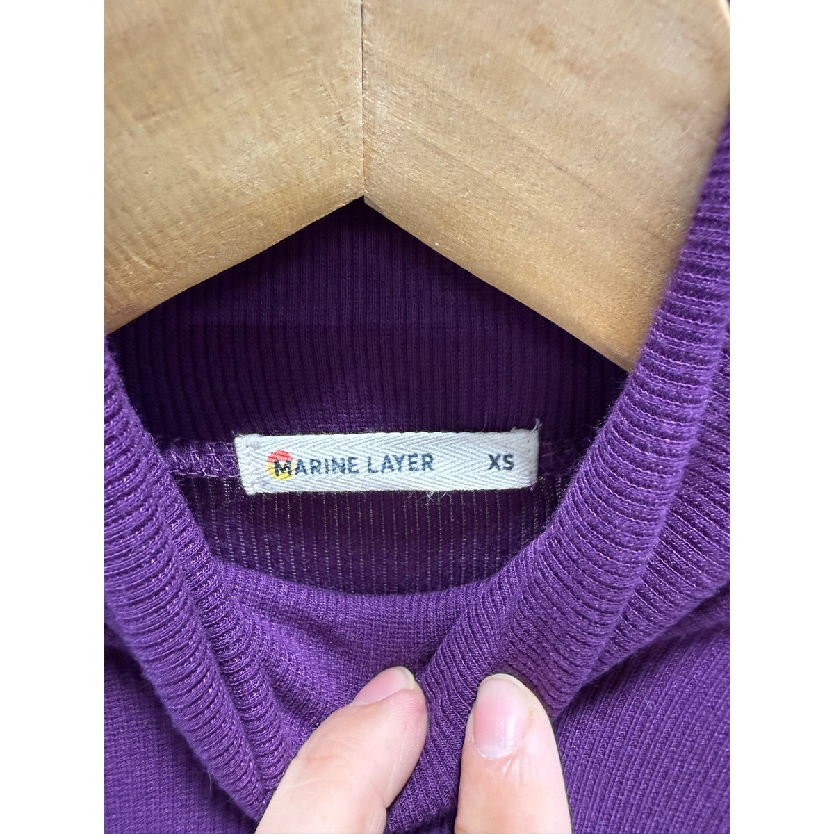 Marine Layer Turtleneck Top Womens XS Purple Ribbed Knit Long Sleeve Mock EUC XS