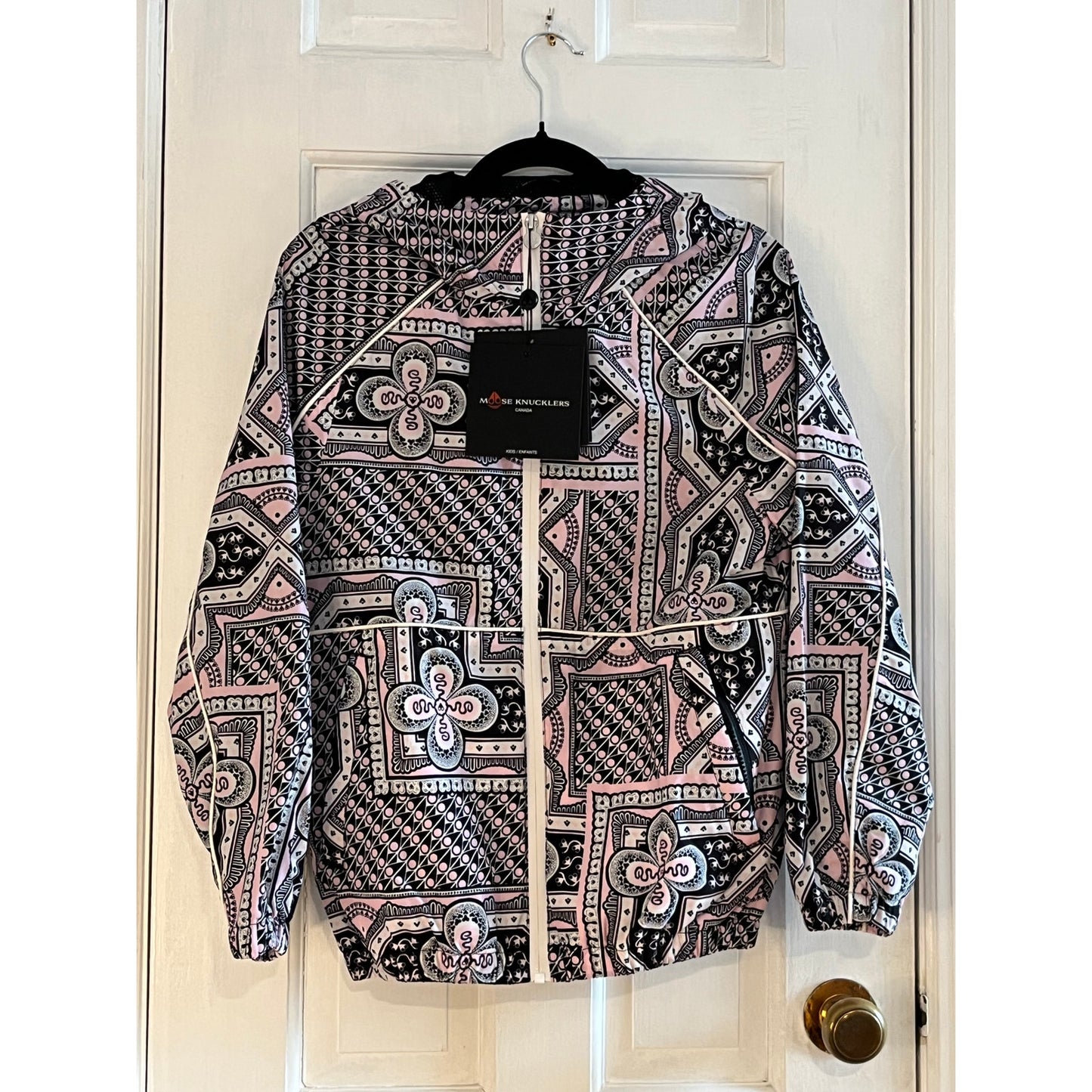 NWT Moose Knuckles Girls Pink Bandana Print Windbreaker | Size M, 10/12