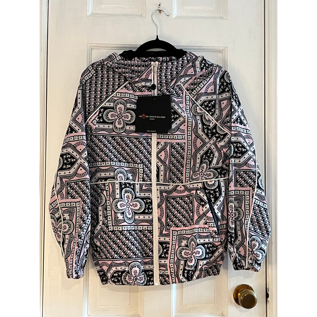 NWT Moose Knuckles Girls Pink Bandana Print Windbreaker | Size M, 10/12