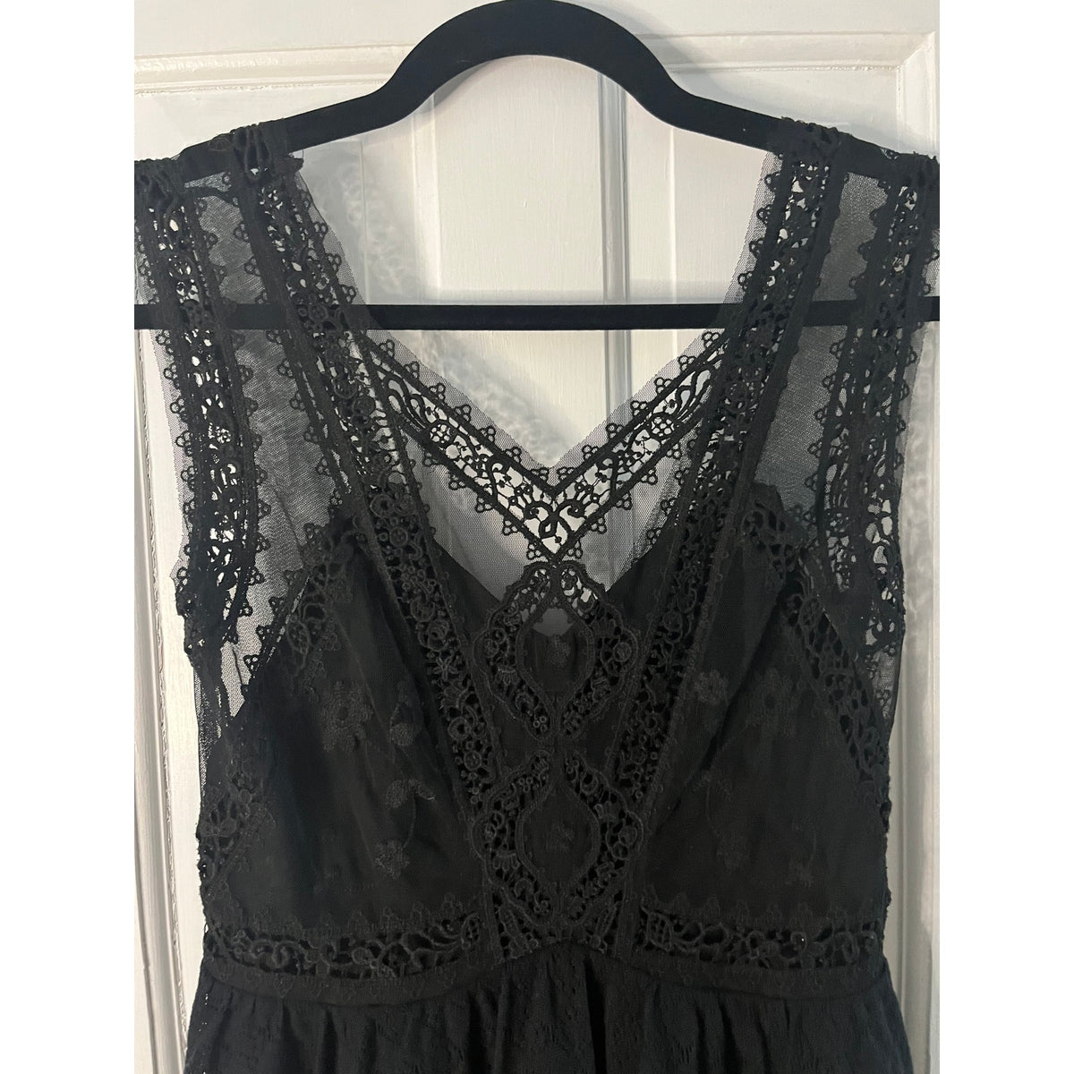 🖤 VTG Free People Black Lace Mini Dress Urban Outfitters Whimsigoth Y2K Sz 2