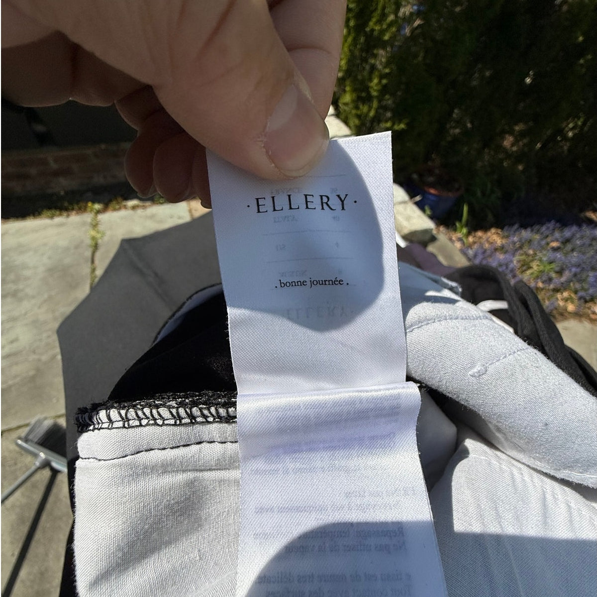 Ellery Black Flared Trousers White Contrast Stitching Size 4 EUC