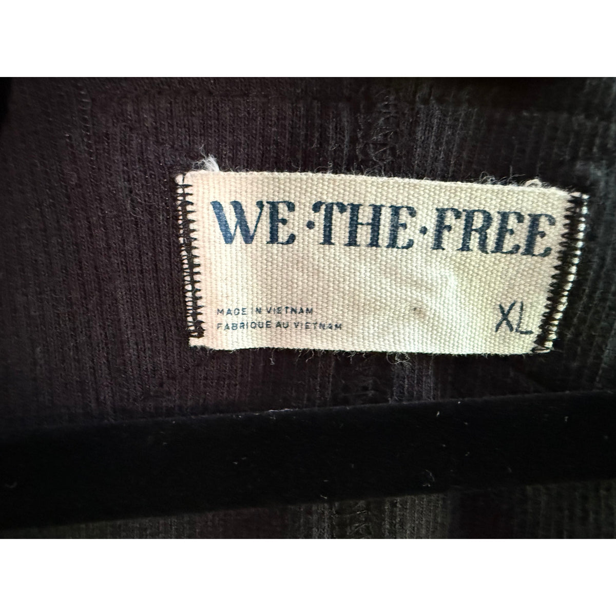 We The Free Black Ribbed Square Neck Long Sleeve Knit Top XL EUC