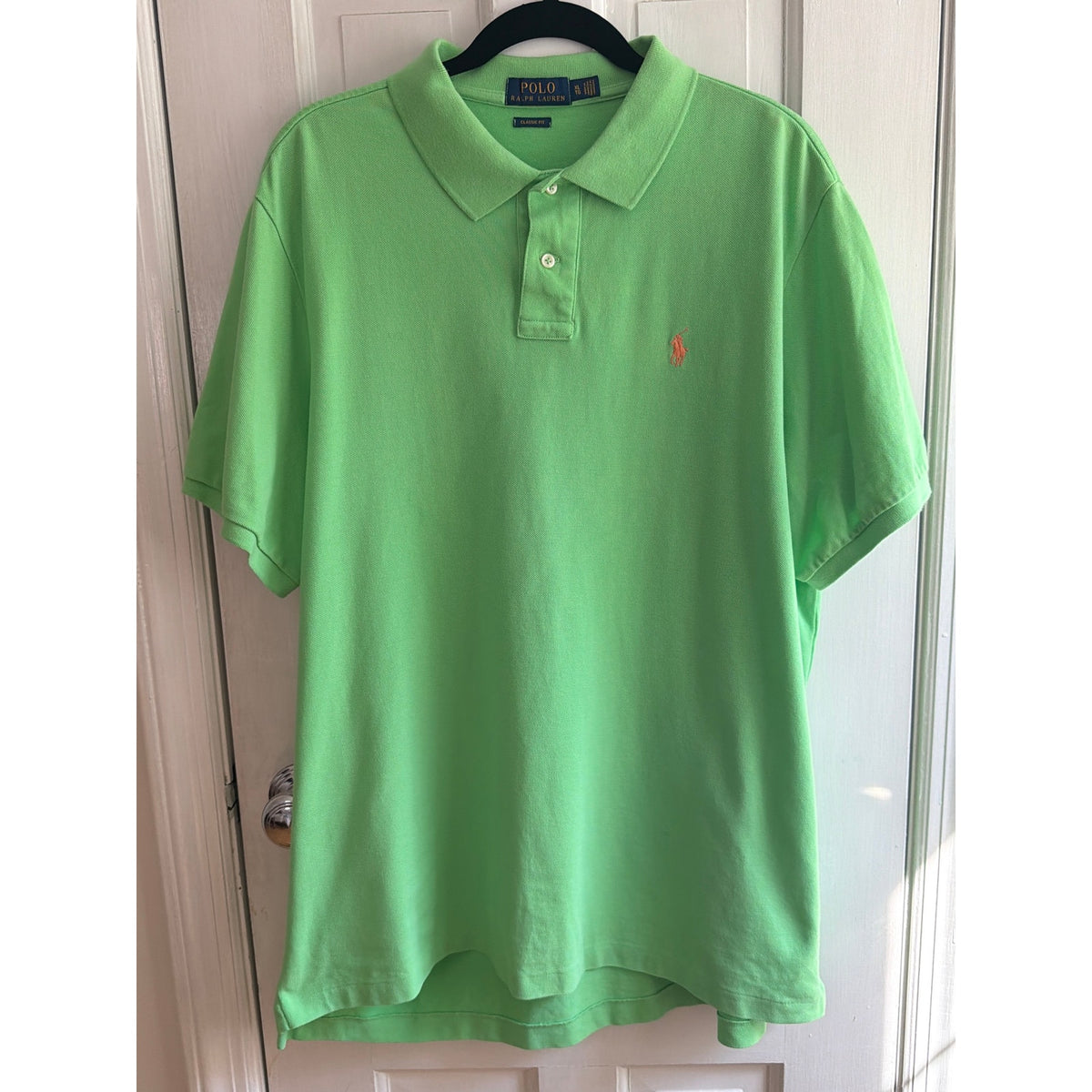Polo Ralph Lauren Lime Green XL Polo Shirt Men's Orange Pony