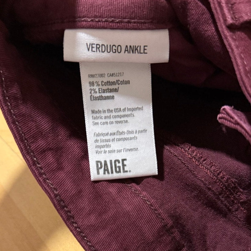 Paige Verdugo Ankle Jeans Size 28 - Excellent Condition