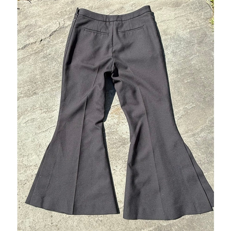 Ellery Black Flared Trousers White Contrast Stitching Size 4 EUC