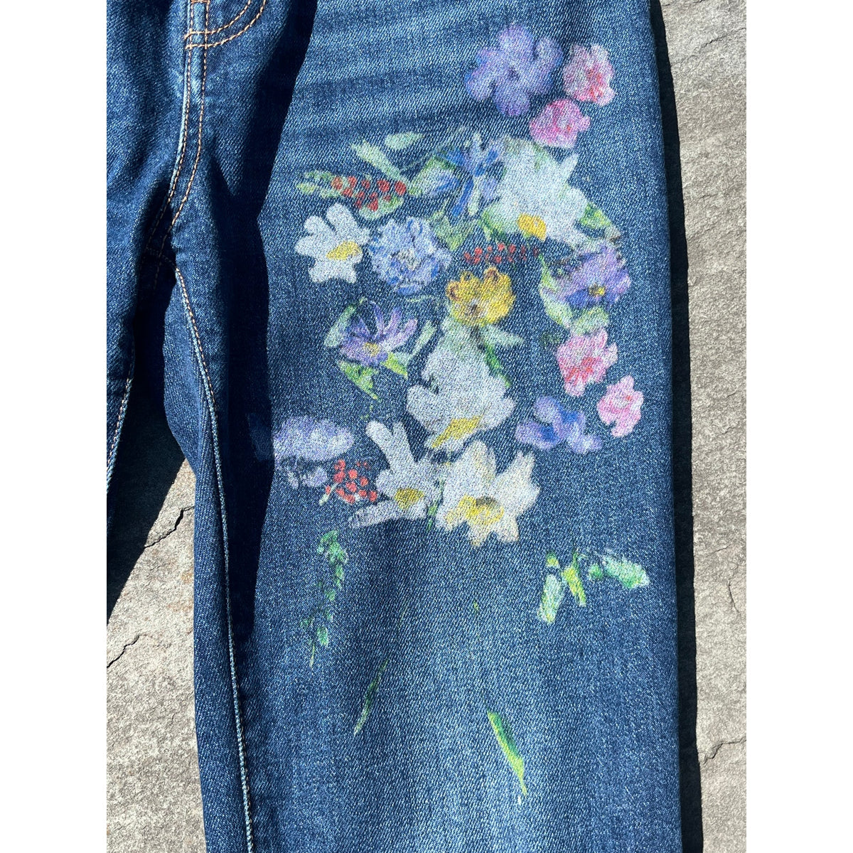 Weekend Max Mara Roncolo Cropped Flare Jeans 10 Painted Floral Ankle Denim 🌸