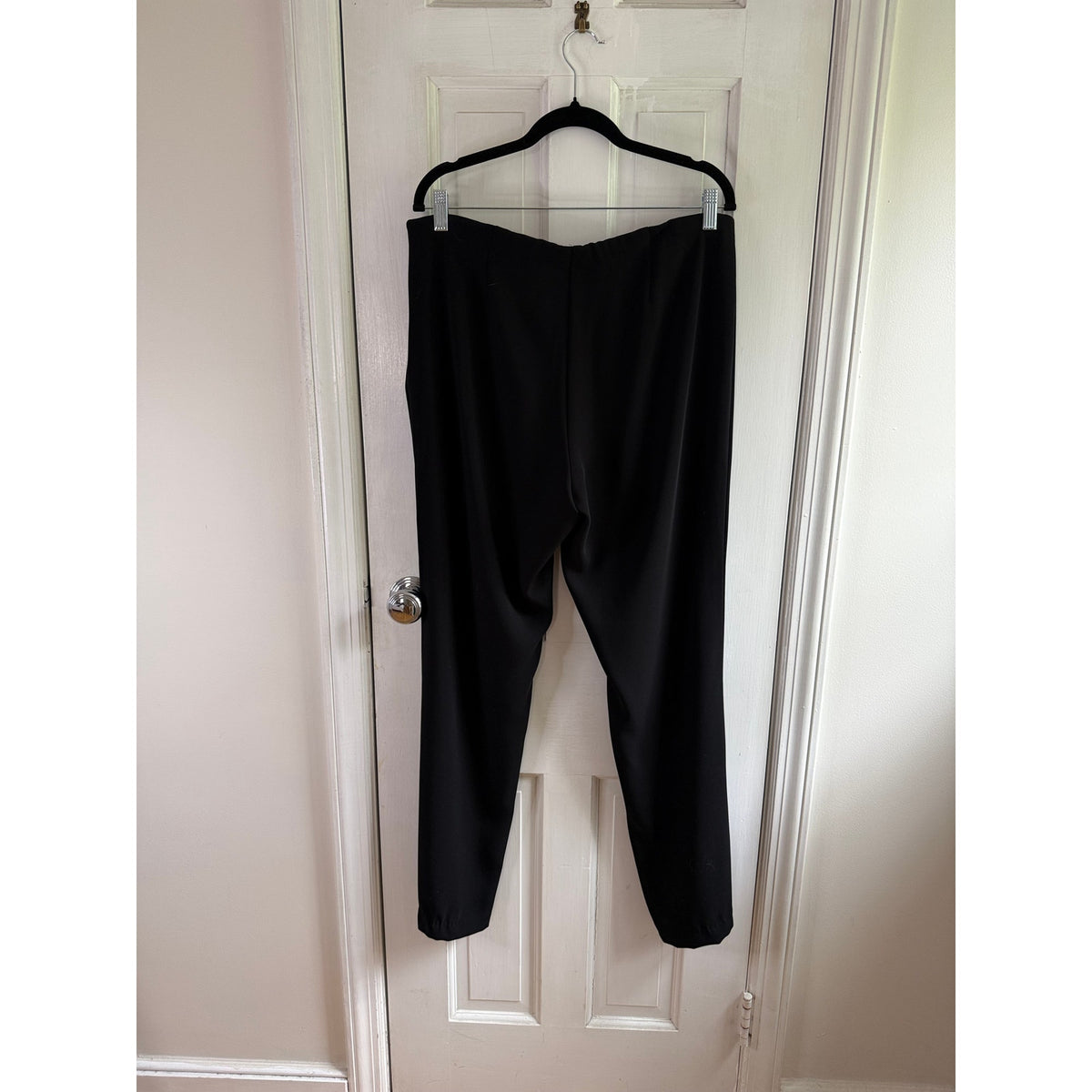 Eileen Fisher Black Washable Stretch Crepe Pants Size 12 EUC Pull-On Straight Leg