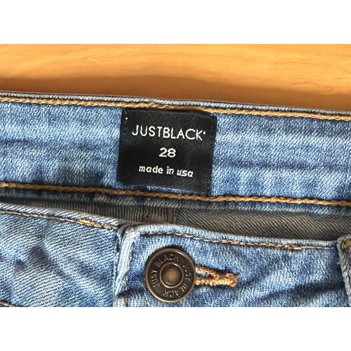 JustBlack Size 28 Duel Wash Cropped Straight Leg Distressed Hem Made In USA
