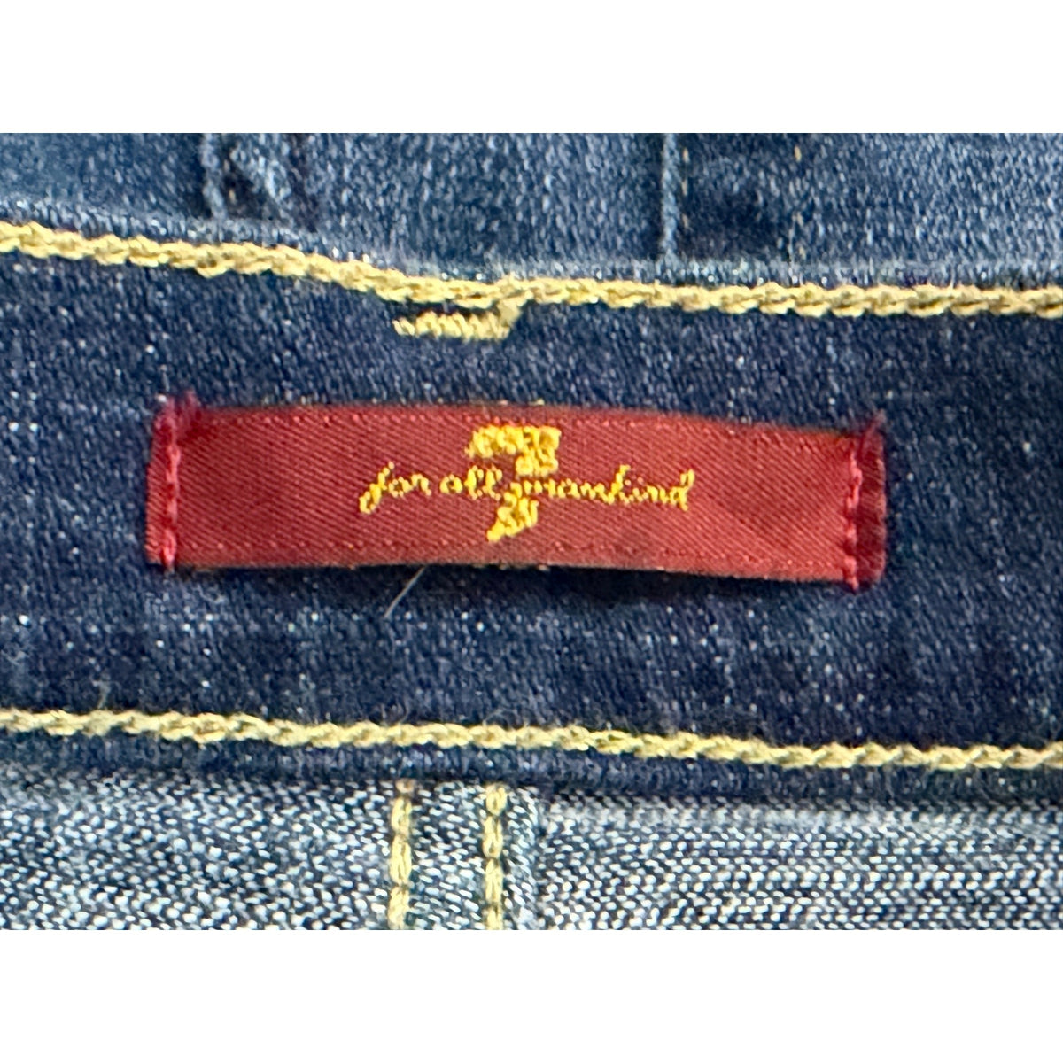 7 For All Mankind High Rise Straight Crop Jeans Size 23 Raw Hem Frayed Indigo Blue