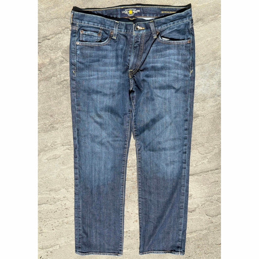 Lucky Brand High Rise Bridgette Crop Flare Jeans Size 12 / 31 Medium Wash Raw Hem
