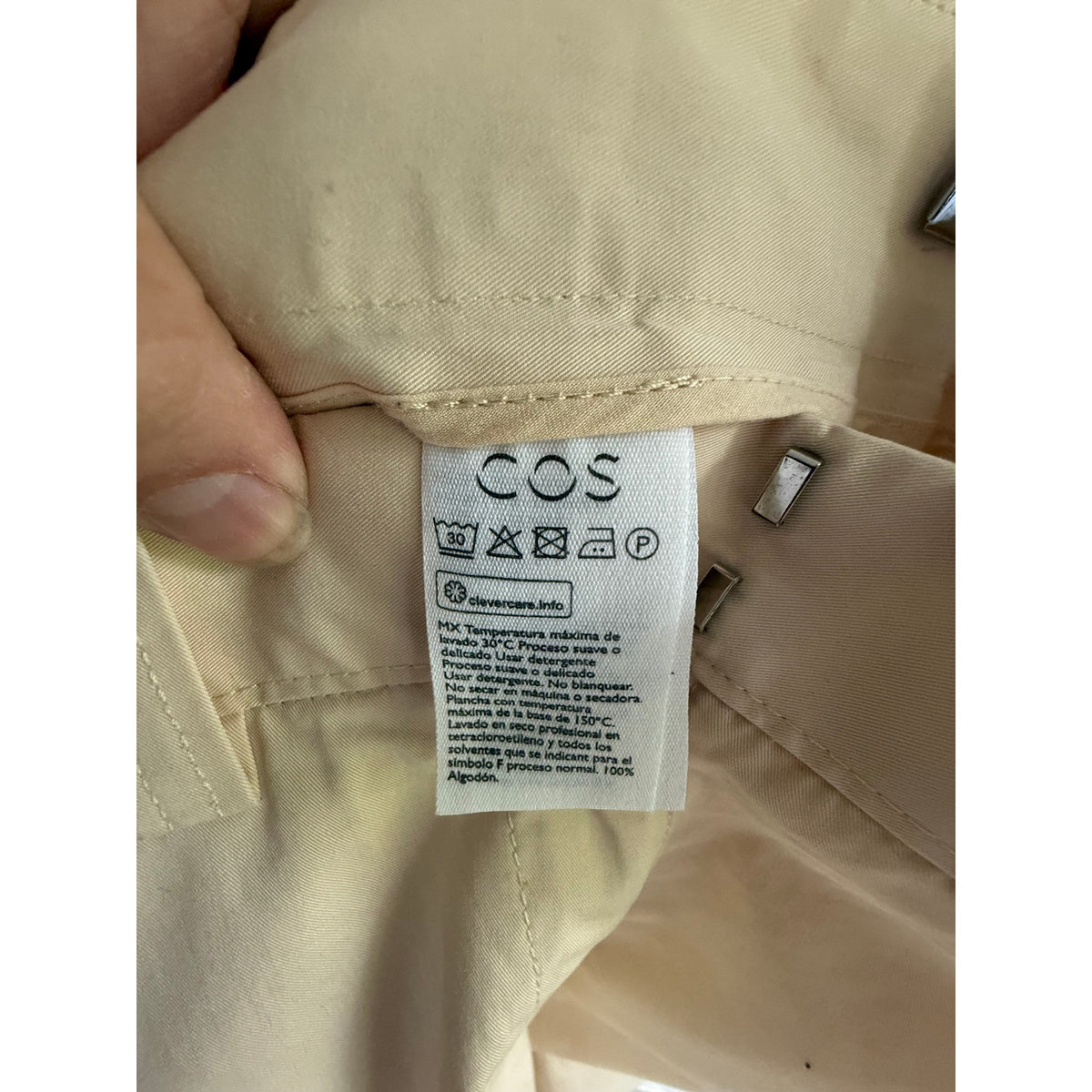 COS Cream Beige High Waisted Cotton Tapered Chino Pants Size 2 | EUC Tailored