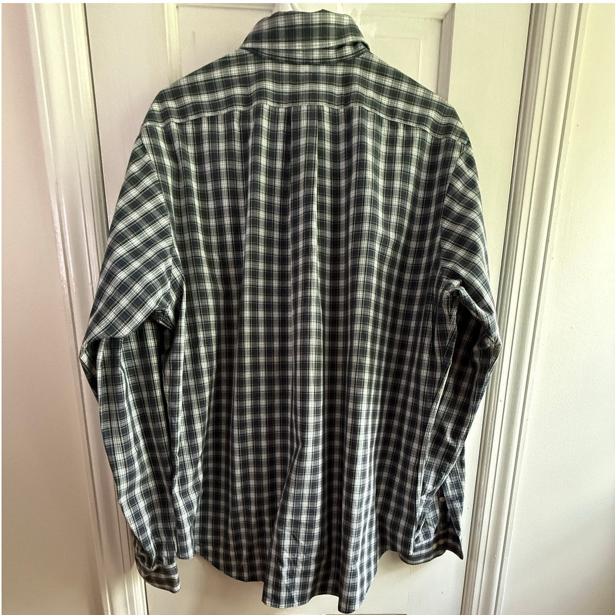 Vintage Polo Ralph Lauren Button Down Green White Plaid Shirt 16.5/XL