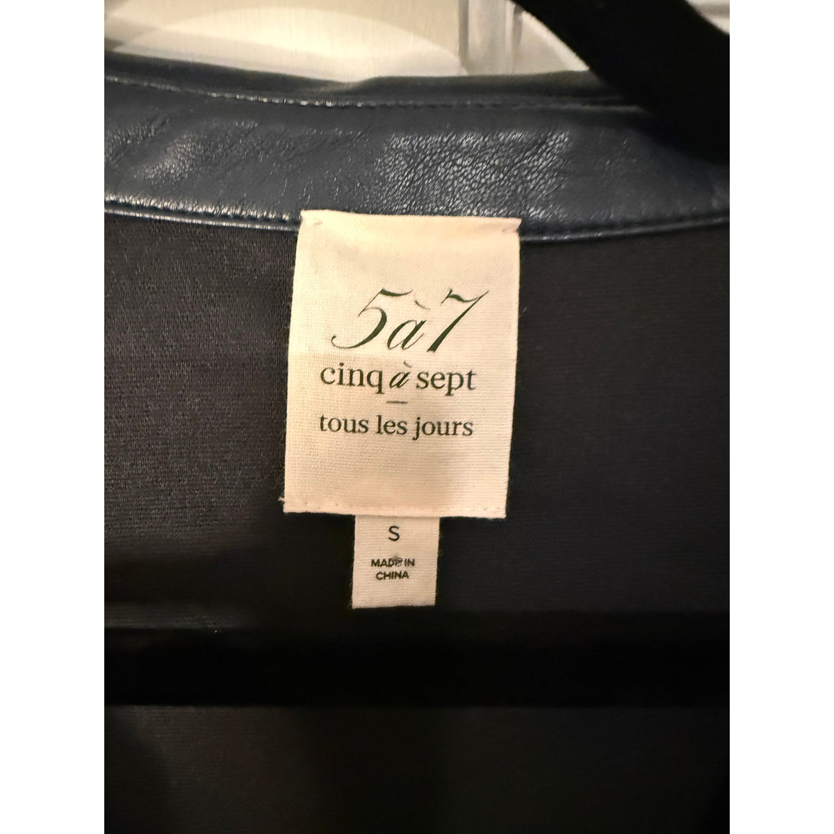 Cinq A Sept Mckenna Twisted Front Faux Leather Long Sleeve Navy - Small