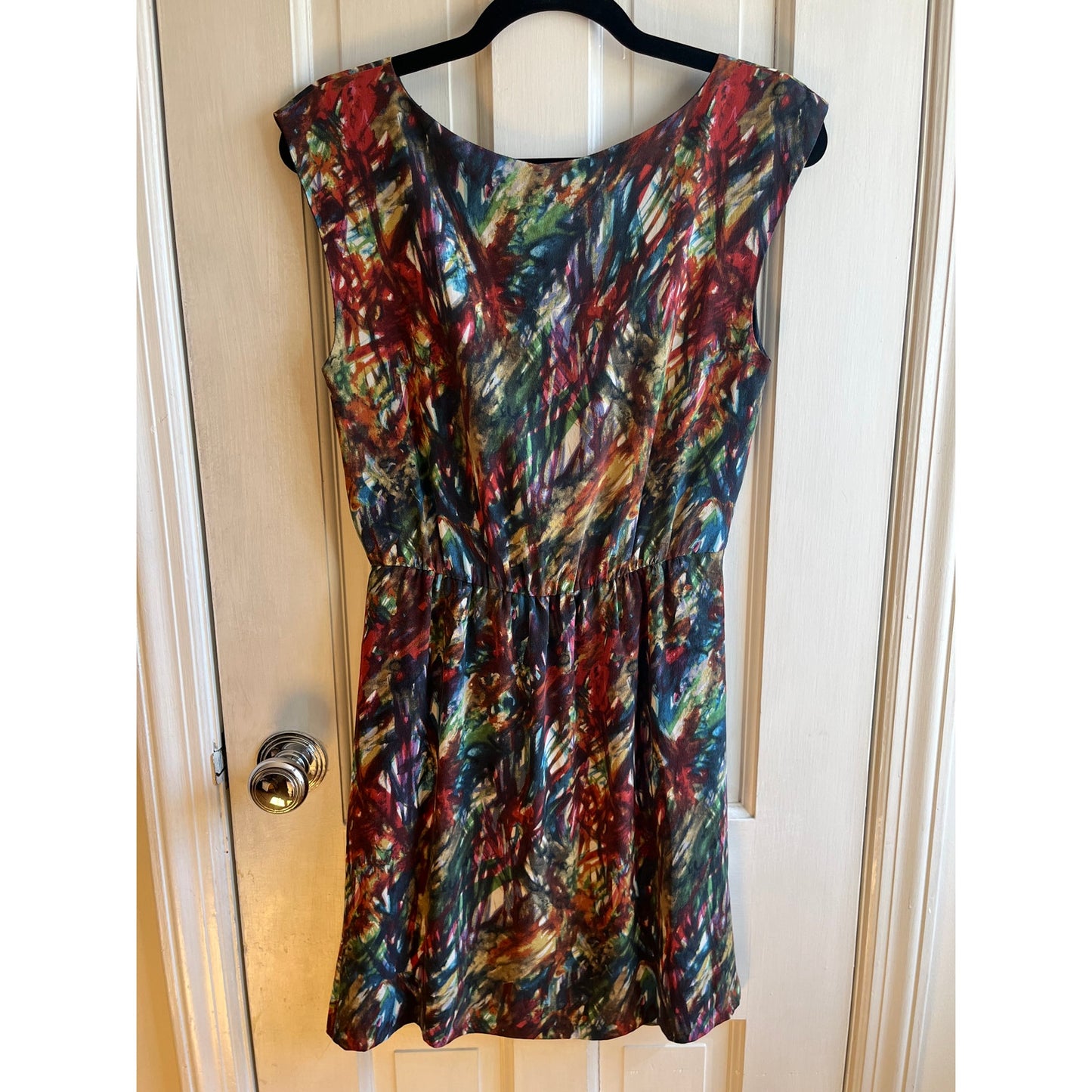 THEORY Silk Arena Dress Colorful Geometric Sleeveless Cocktail Party Dress Sz 6