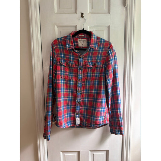 Vintage Abercrombie & Finch Size M Red and Blue Plaid Button Down Shirt