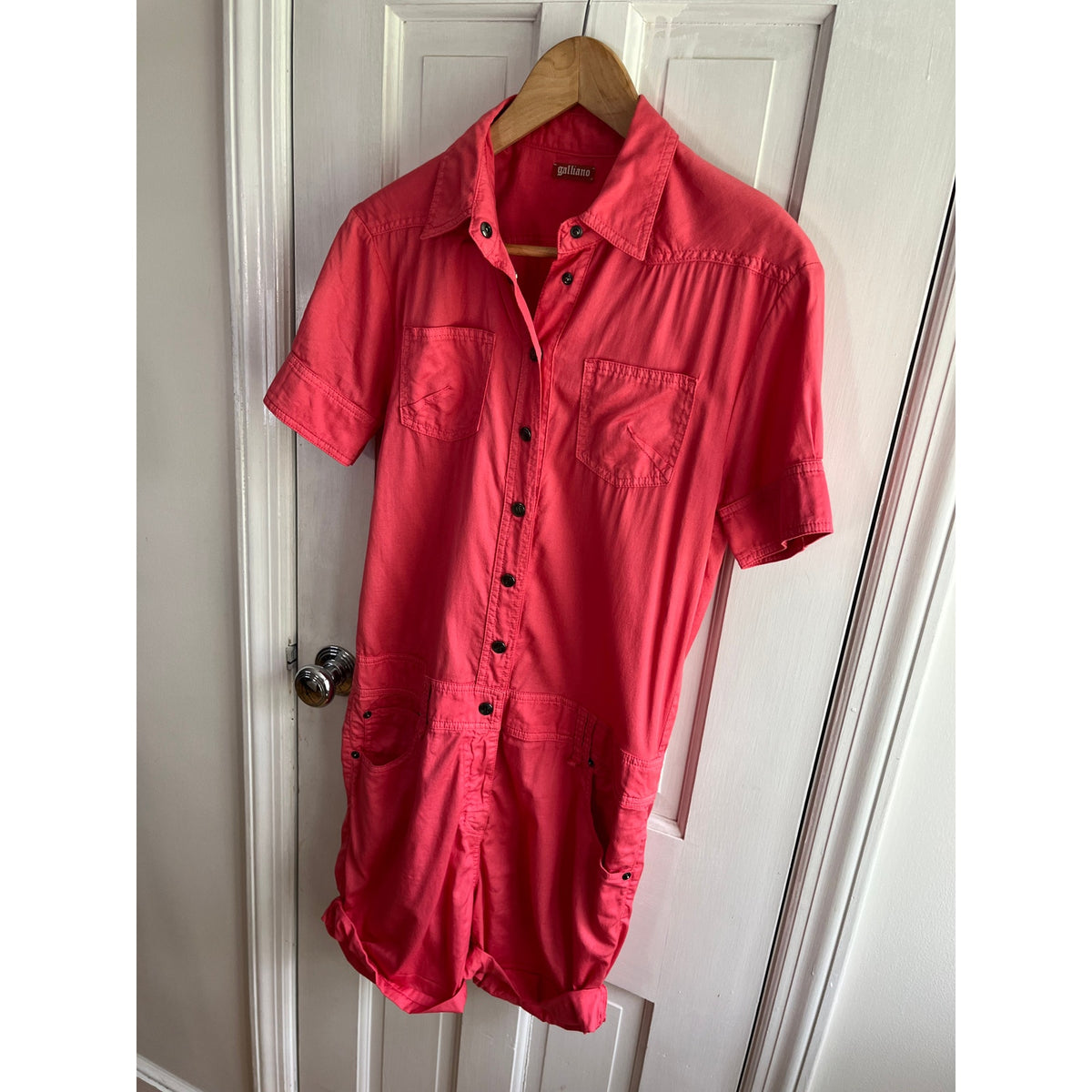 🌸 Galliano Archival Coral Utility Romper with Floral Tie Small 🌸