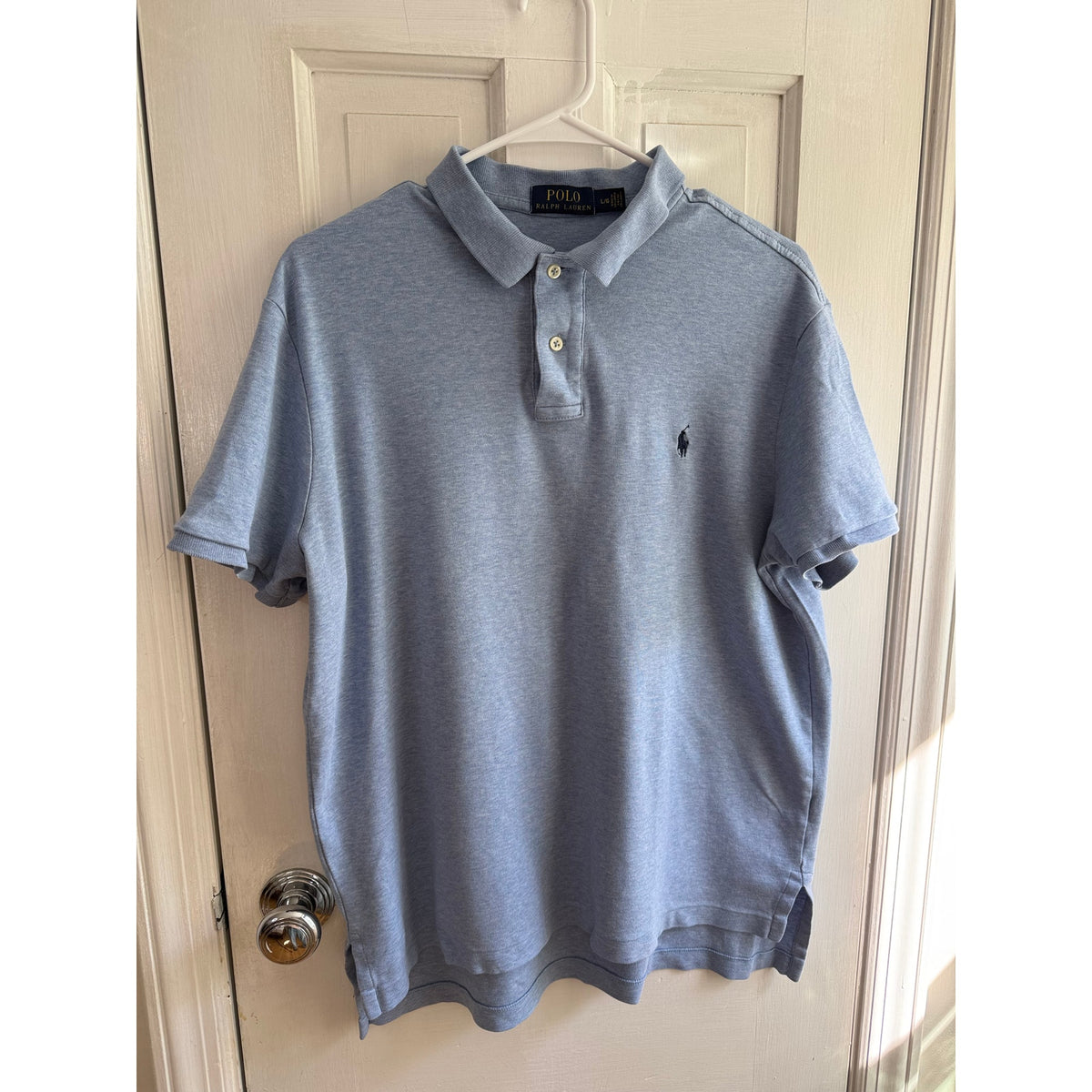 Polo Ralph Lauren Baby Blue Men's Polo Shirt Navy Pony Large