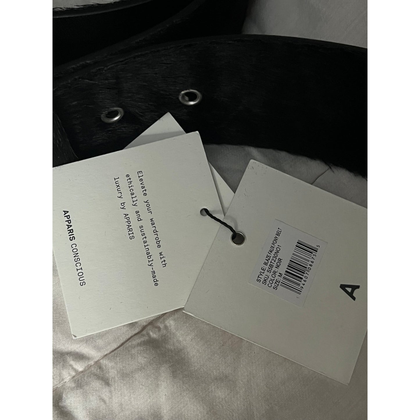 Apparis Blaze Faux Pony Hair Belt - Black - NWT - Medium