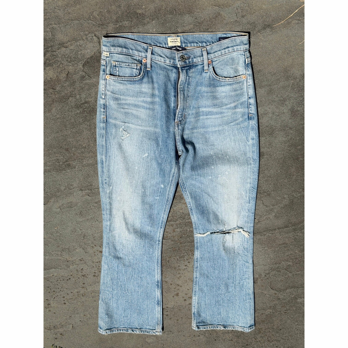 Citizens of Humanity Size 29 Demy Cropped Flare Fit Mid Rise Blue Jeans
