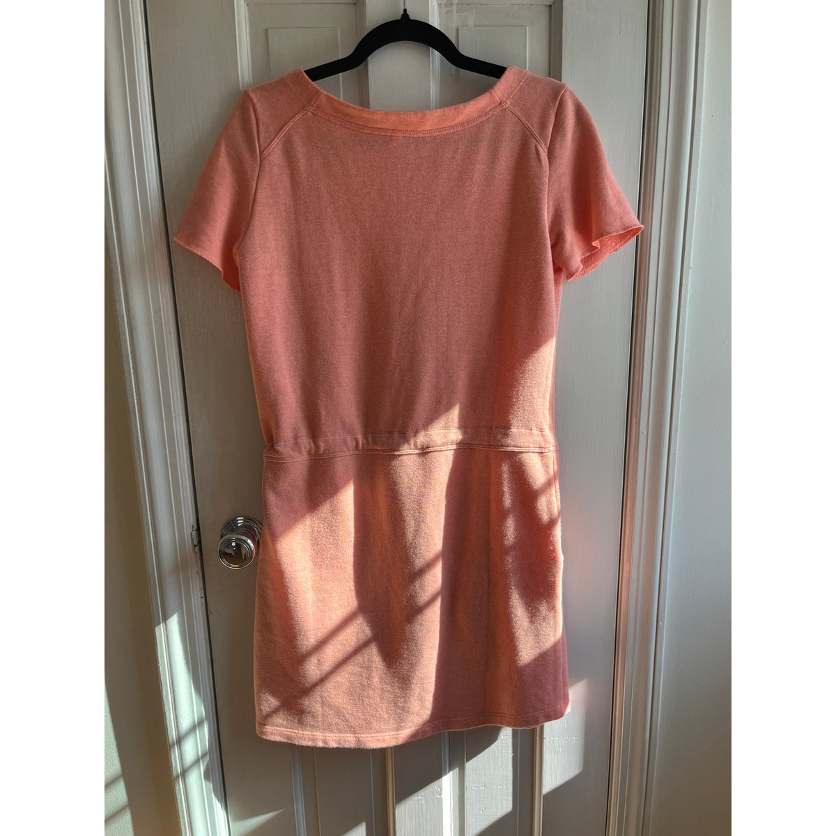 Peach Brand Short Sleeve Drop-Waist Sweatshirt Dress - Size Small - Pink/Coral