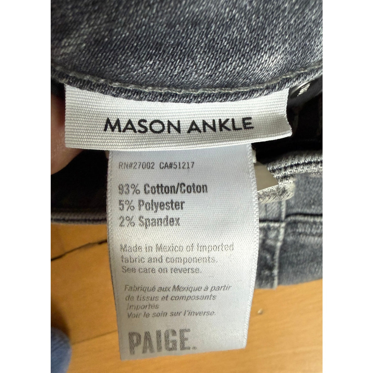 PAIGE Mason Ankle Jeans - Smokey Grey - Size 23 - NWT