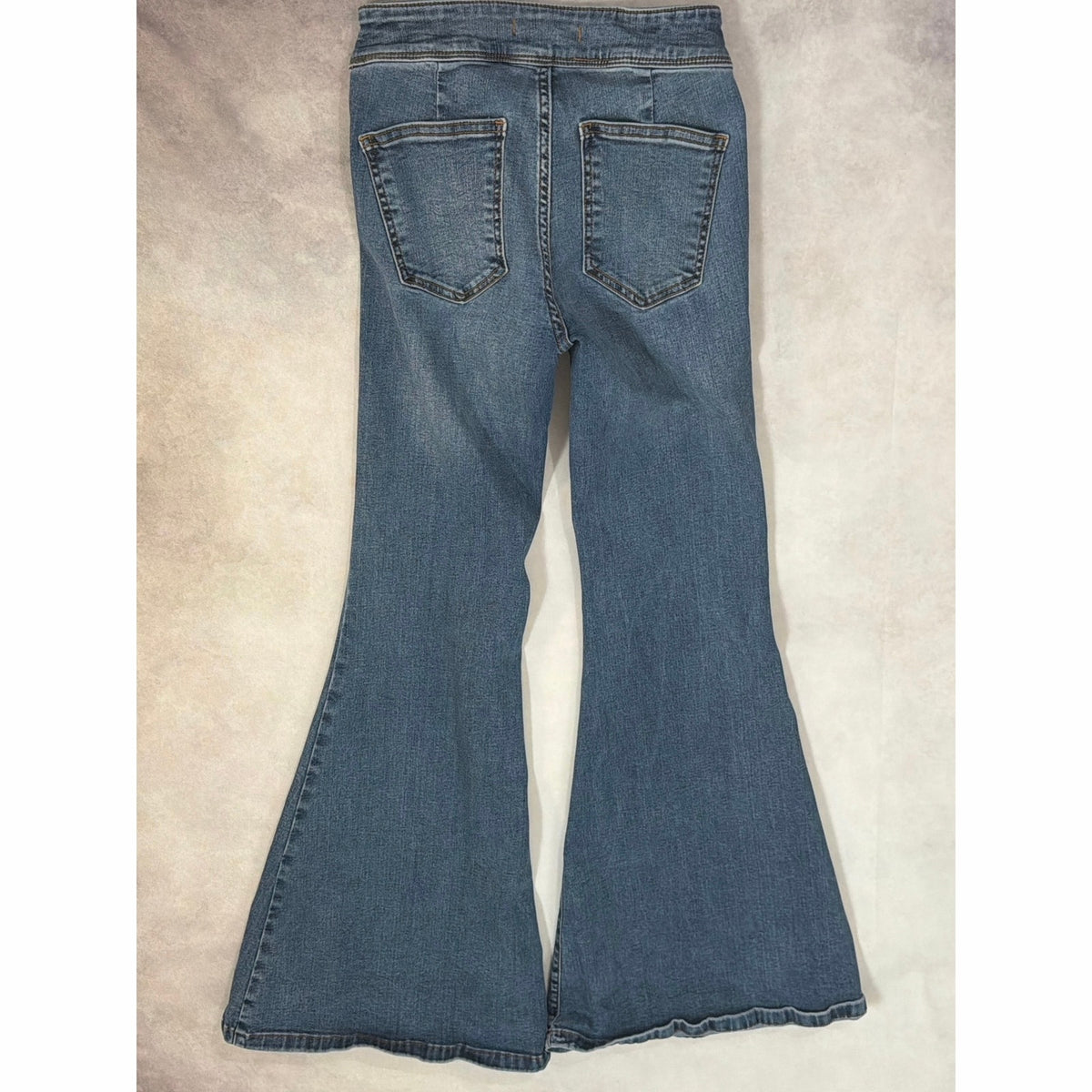 Free People Just Float On Flare Jeans Size 26 Medium Wash Wide Leg Boho Bell Bottom