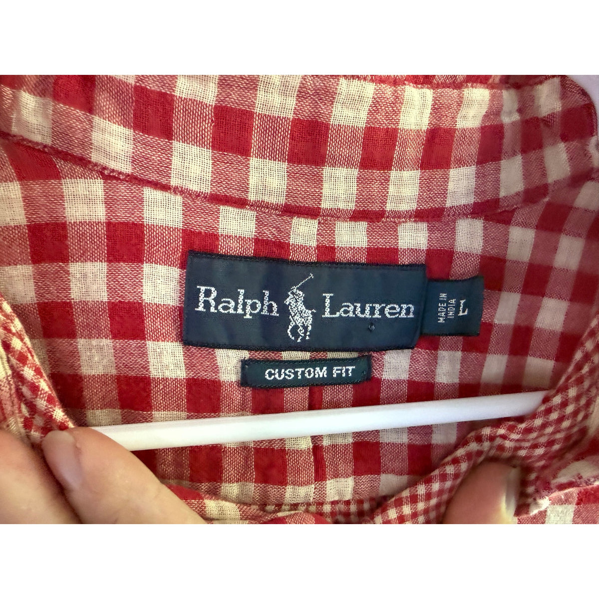 Polo Ralph Lauren Shirt Large Red White Gingham Short Sleeve