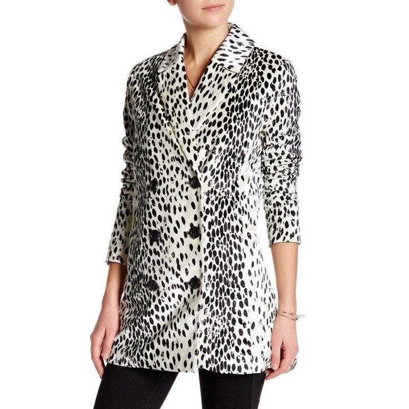 Free People - Black/White Leopard Print Coat - X Small