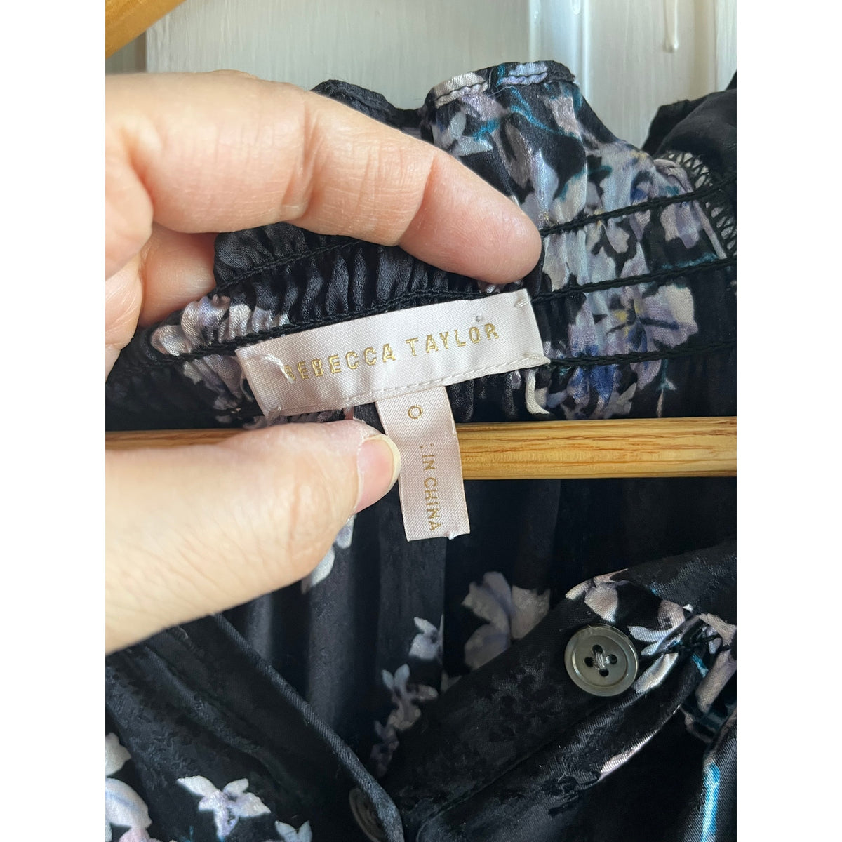 Rebecca Taylor Hydrangea Silk Mini Dress 🌸 Black Floral Ruffle Size 0