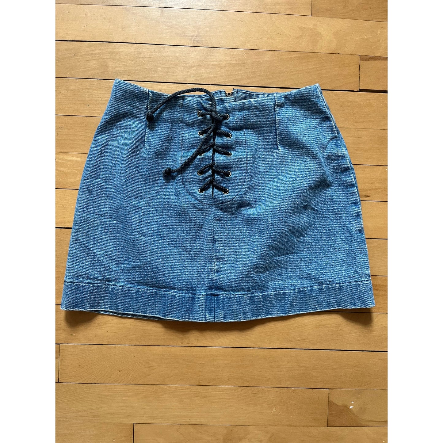 Reformation Denim Lace Up Mini Skirt XS High Rise Blue Retro Y2K Biker