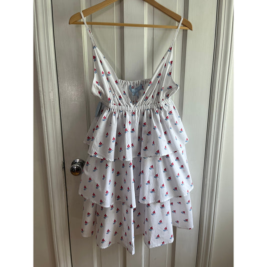 Hill House Home The Gigi Dress - Love Boats Cotton Print - Size Large - NWT