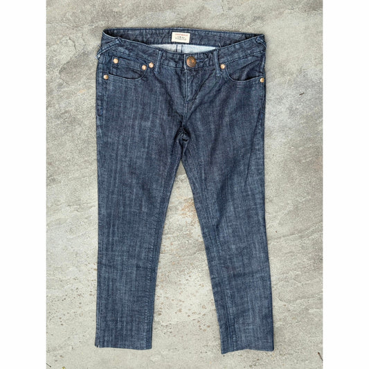 Free People Dark Wash Raw Hem Ankle Straight Jeans Size 28 Inseam 29