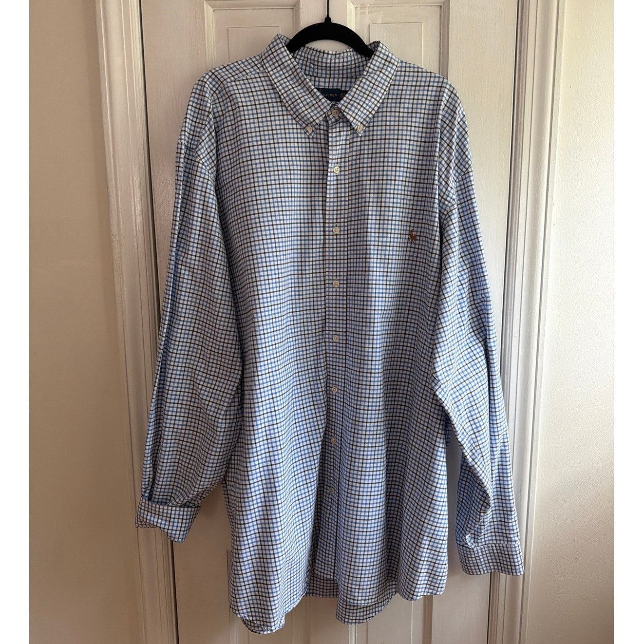 Polo Ralph Lauren Classic Fit Shirt Mens 3XL Blue White Pattern Multicolor Pony