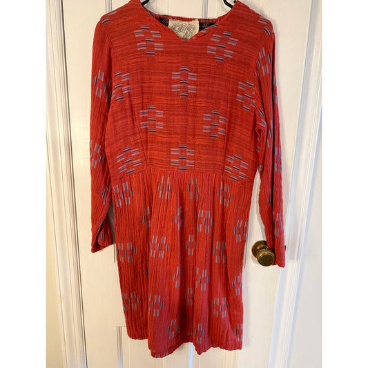 Ace & Jig Roxie Dress Jolie Shoulder Buttons Size Medium Red Gauze