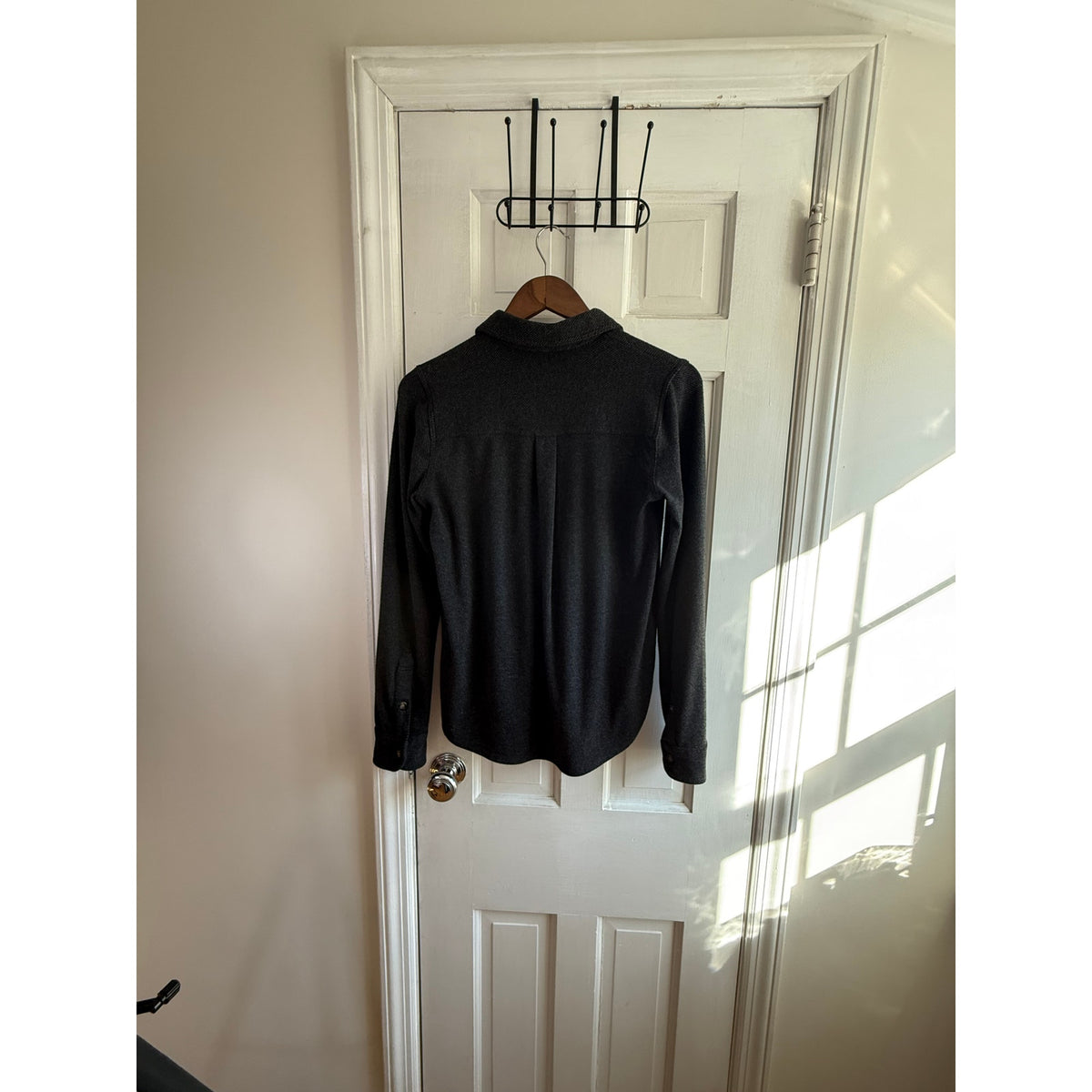 Faherty Men's Legen Sweater Shirt Heathered Black Twill Size XS