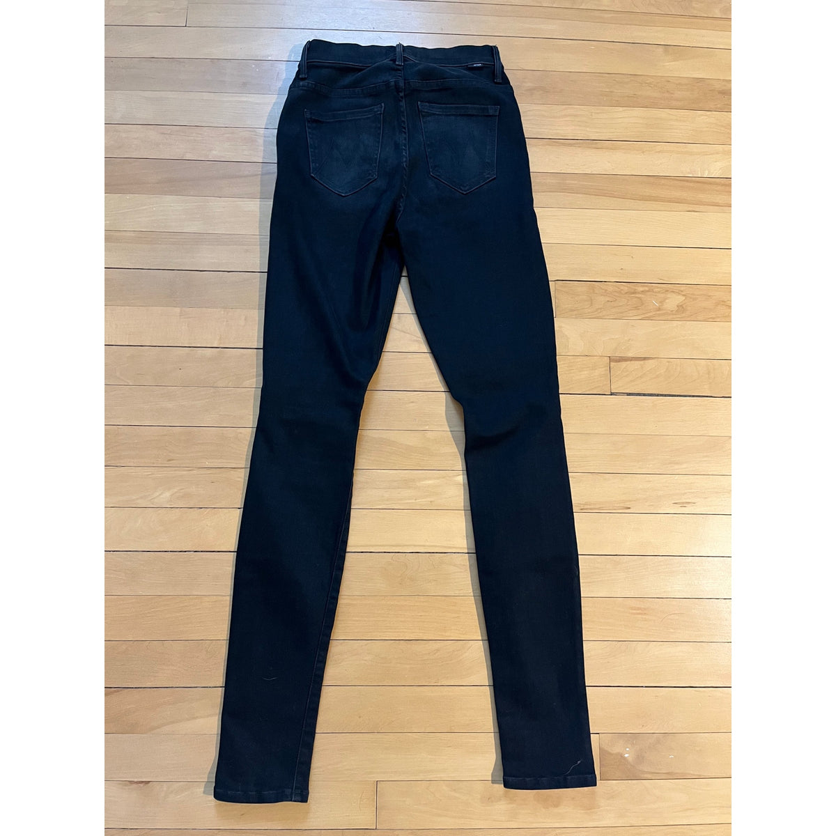 MOTHER The Super Swooner Blackbird Skinny Jeans High Rise Black Denim 25