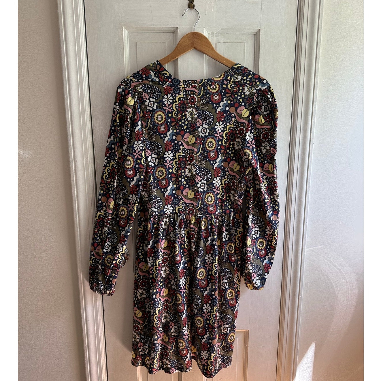 Boden Dress Size UK12R/US8R  Paisley Floral Knit Mini Long Sleeve NWT