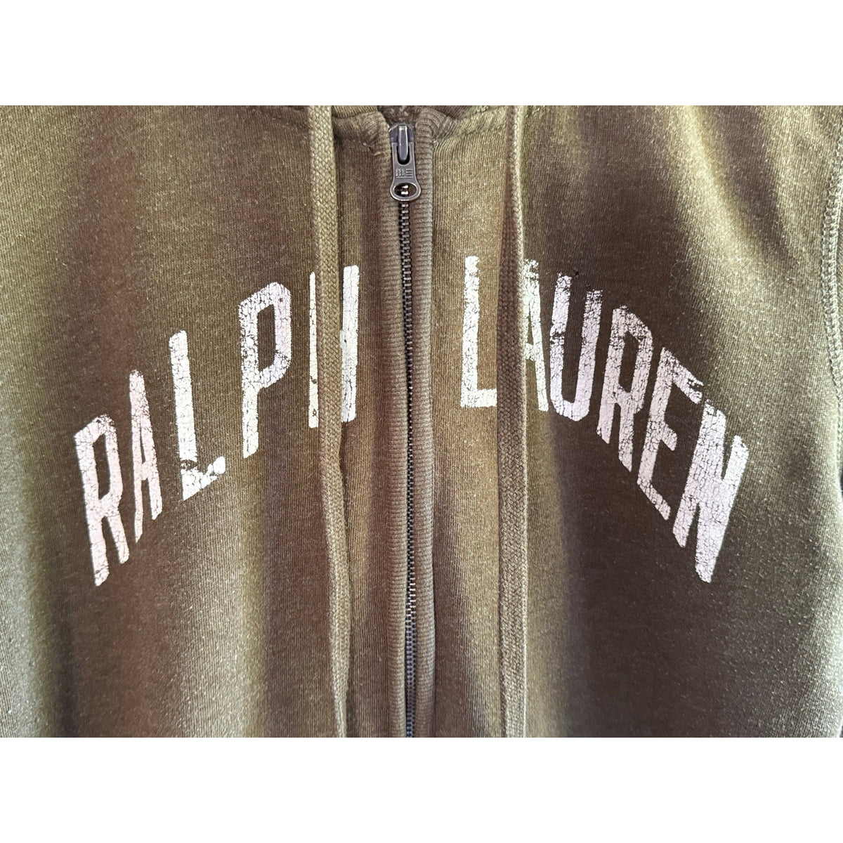 Vintage Polo Jeans Co Ralph Lauren Hoodie Mens XL Zip Up Olive Green 90s