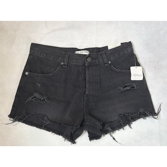 We The Free Free People Black Hem Distressed Denim 27 NWT