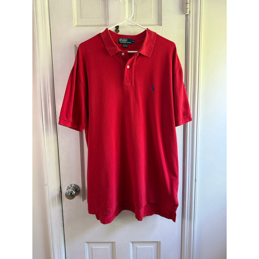 Vintage Polo Ralph Lauren Red Polo Shirt Men's Blue Pony XL