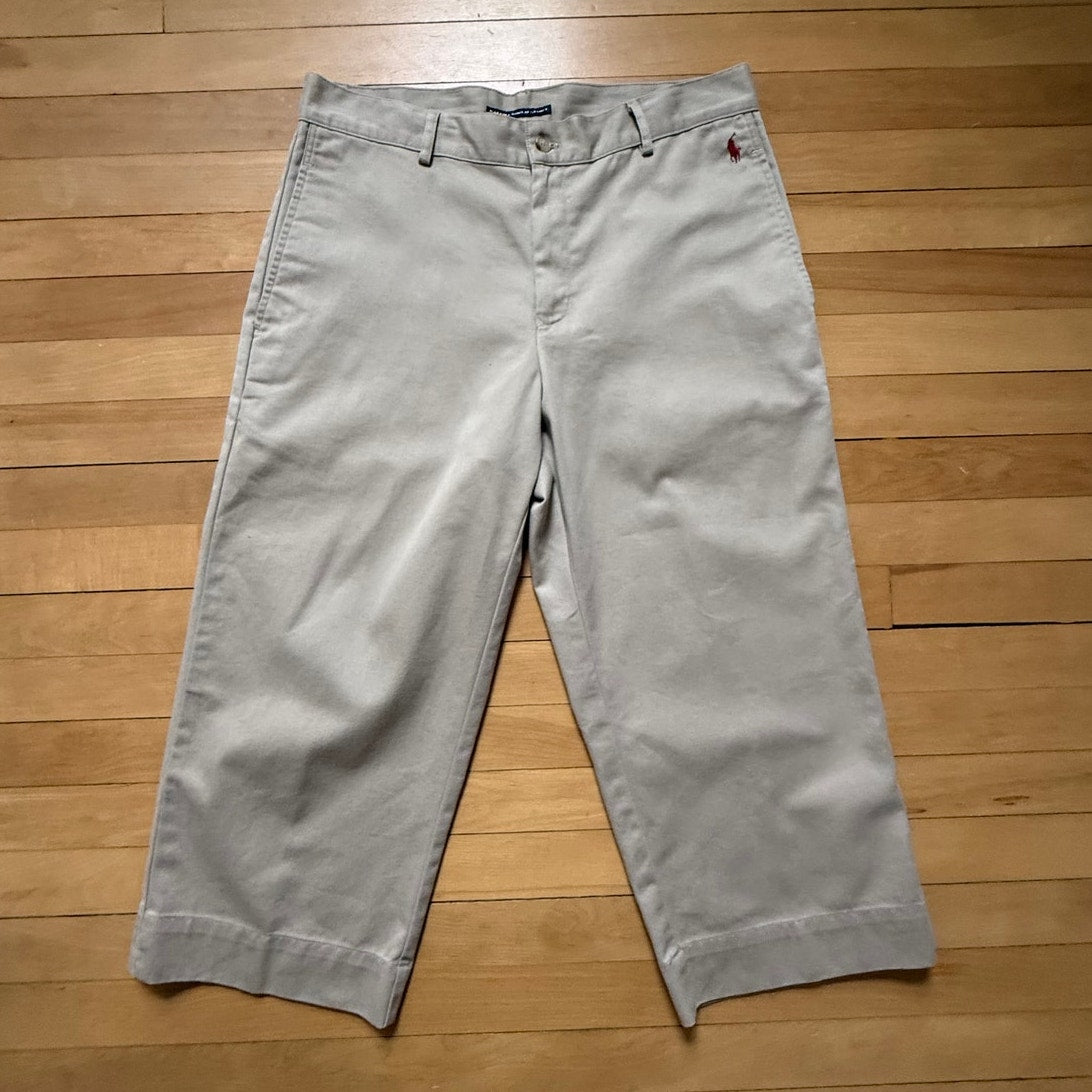 Vintage Ralph Lauren Khaki Wide-Leg Capri Pants - Women's Size 12 - EUC