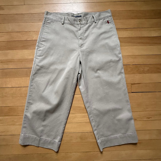 Vintage Ralph Lauren Khaki Wide-Leg Capri Pants - Women's Size 12 - EUC