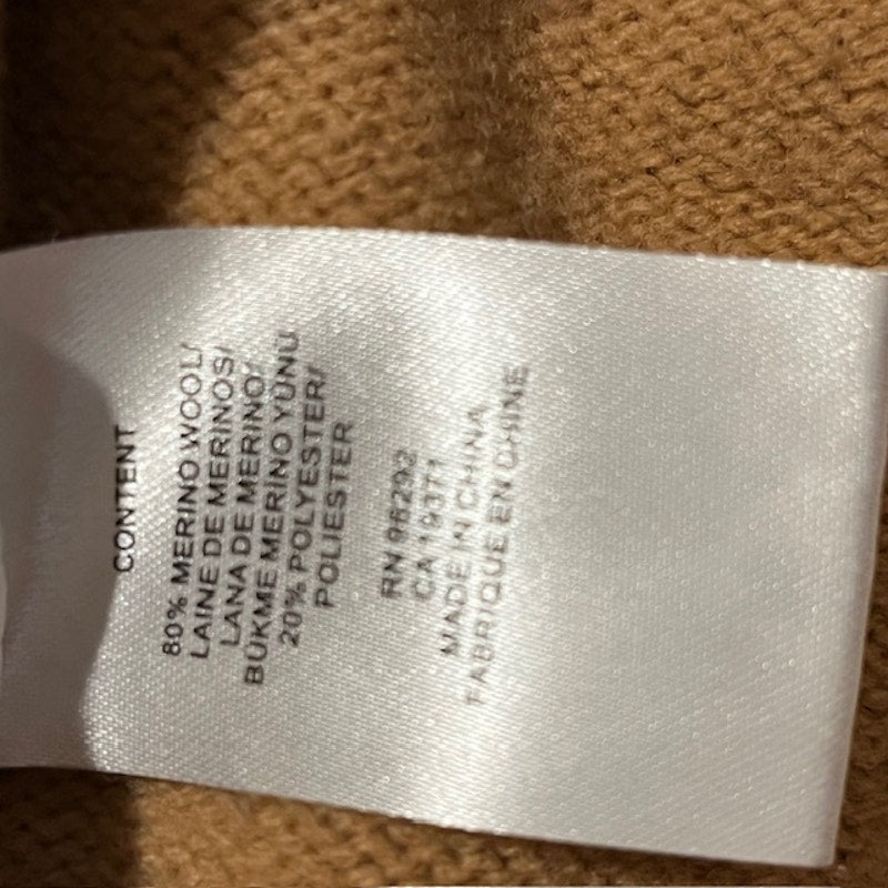 Tibi Merino Wool Blend V-neck Puff Sleeve Camel Sweater - Size Small