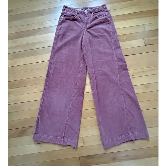 Pilcro Anthropologie Pink Corduroy Wide Leg Pants Size 27 EUC High Rise