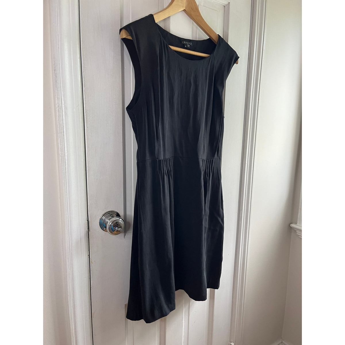 Theory Shyann Sheen Silk Stretch Dress 12 - Faded Black 🖤