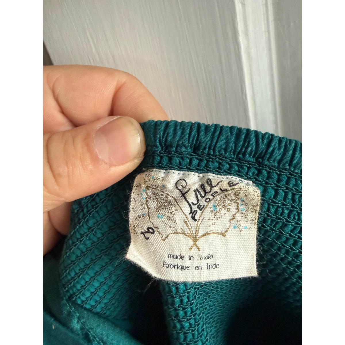 Free People "Ocean" Teal Beaded Mini Dress - Black Floral Embroidery EUC Size 2