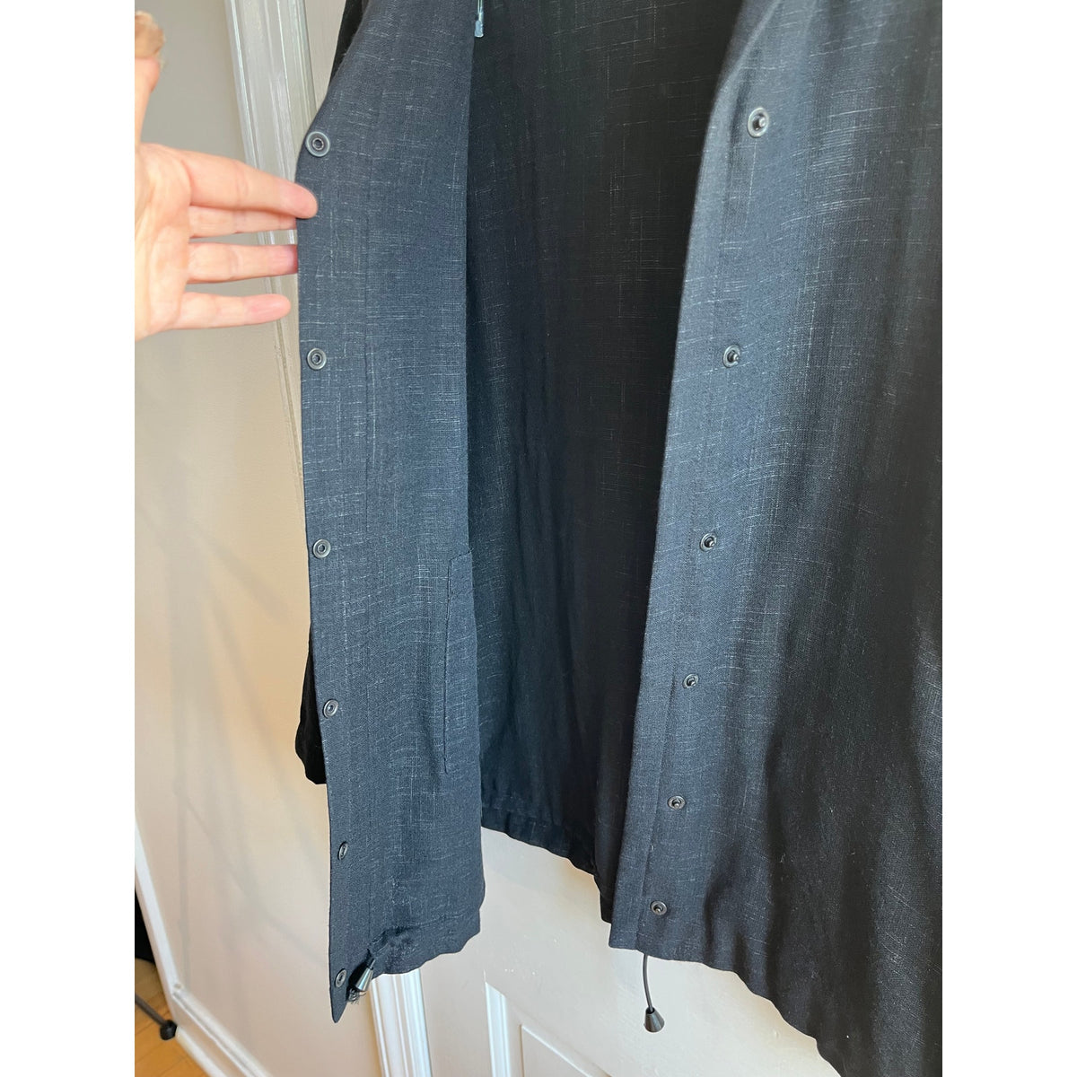 Charles Chang-Lima Vintage Wool Blend Snap Front Jacket Grey Hatch M/L